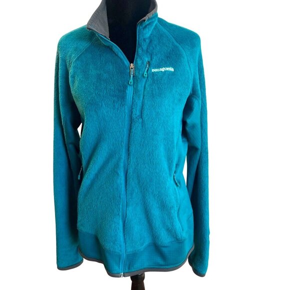 Patagonia Polartec Thermal Teal Fuzzy Regulator Fleece Jacket R Series Large - Picture 1 of 6